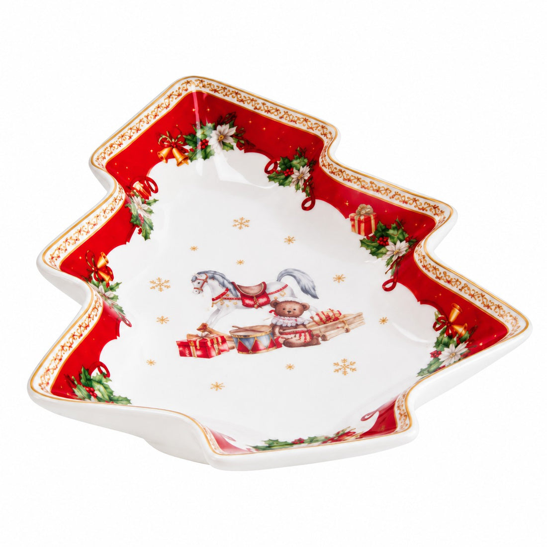 Ad Trend Piattino Natalizio a Forma di Albero di Natale in Ceramica 19x16 cm – Accessorio Decorativo per la Tavola di Natale