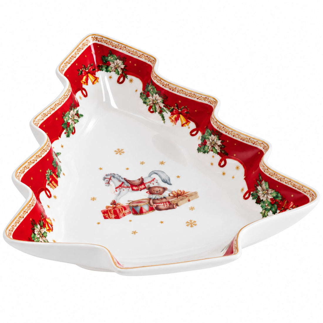 Ad Trend Piatto Natalizio in Ceramica a Forma Albero di Natale 26,5x22,5 cm – Accessorio Decorativo per la Tavola di Natale