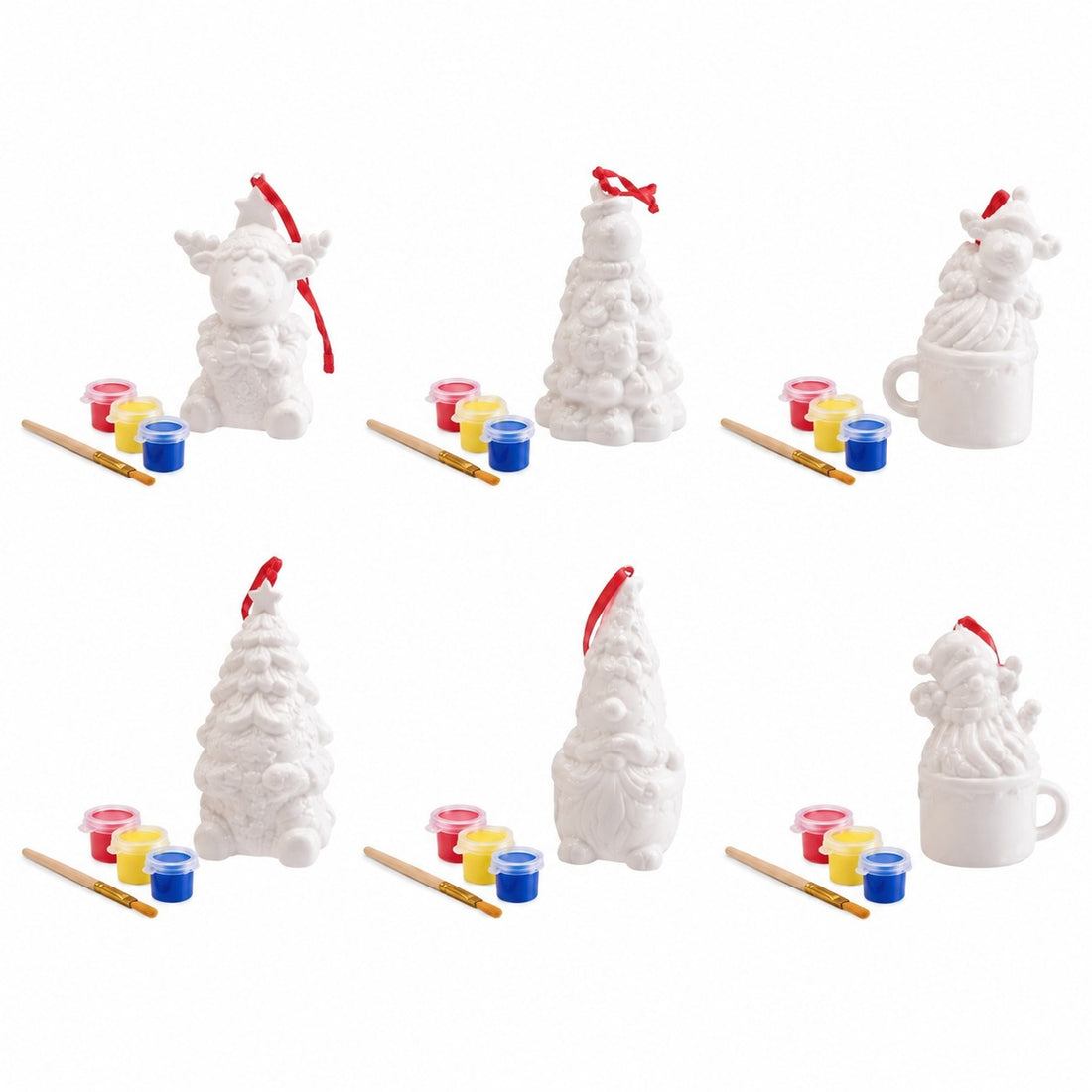 Ad Trend Set Decorazione Natalizia da Dipingere con Pennello e 3 Tempere Assortito 1 Pz – Kit Creativo Fai da Te di Natale