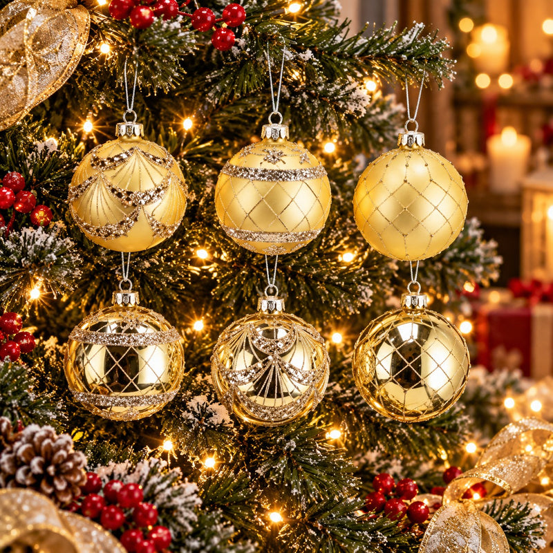 Ad Trend Pallina di Natale in Vetro Oro Assortita Ø8 cm 1 Pz – Addobbo Decorativo per Albero di Natale
