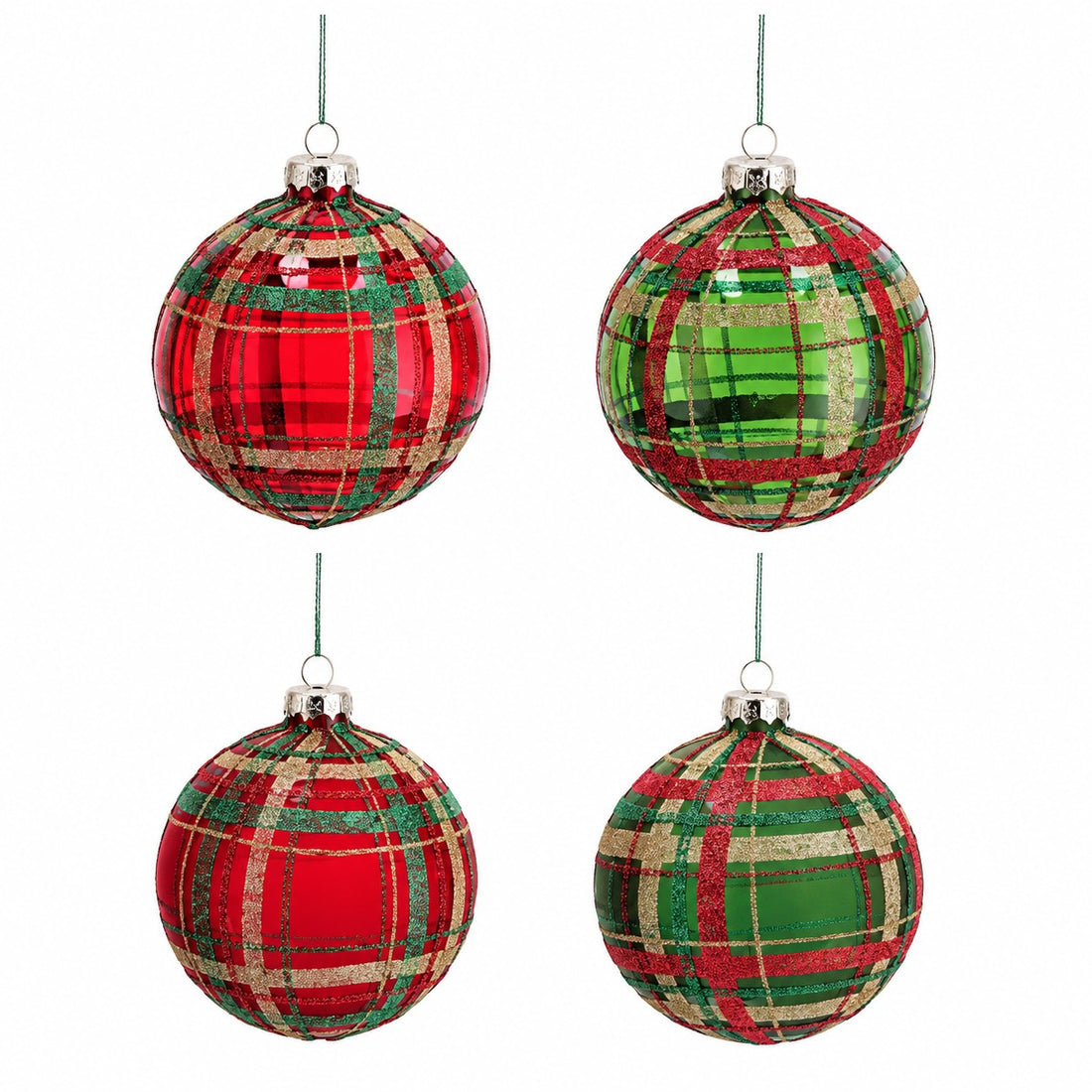 Ad Trend Pallina di Natale in Vetro con Fantasia Tartan Assortita Ø8 cm 1 Pz – Addobbo Decorativo per Albero di Natale