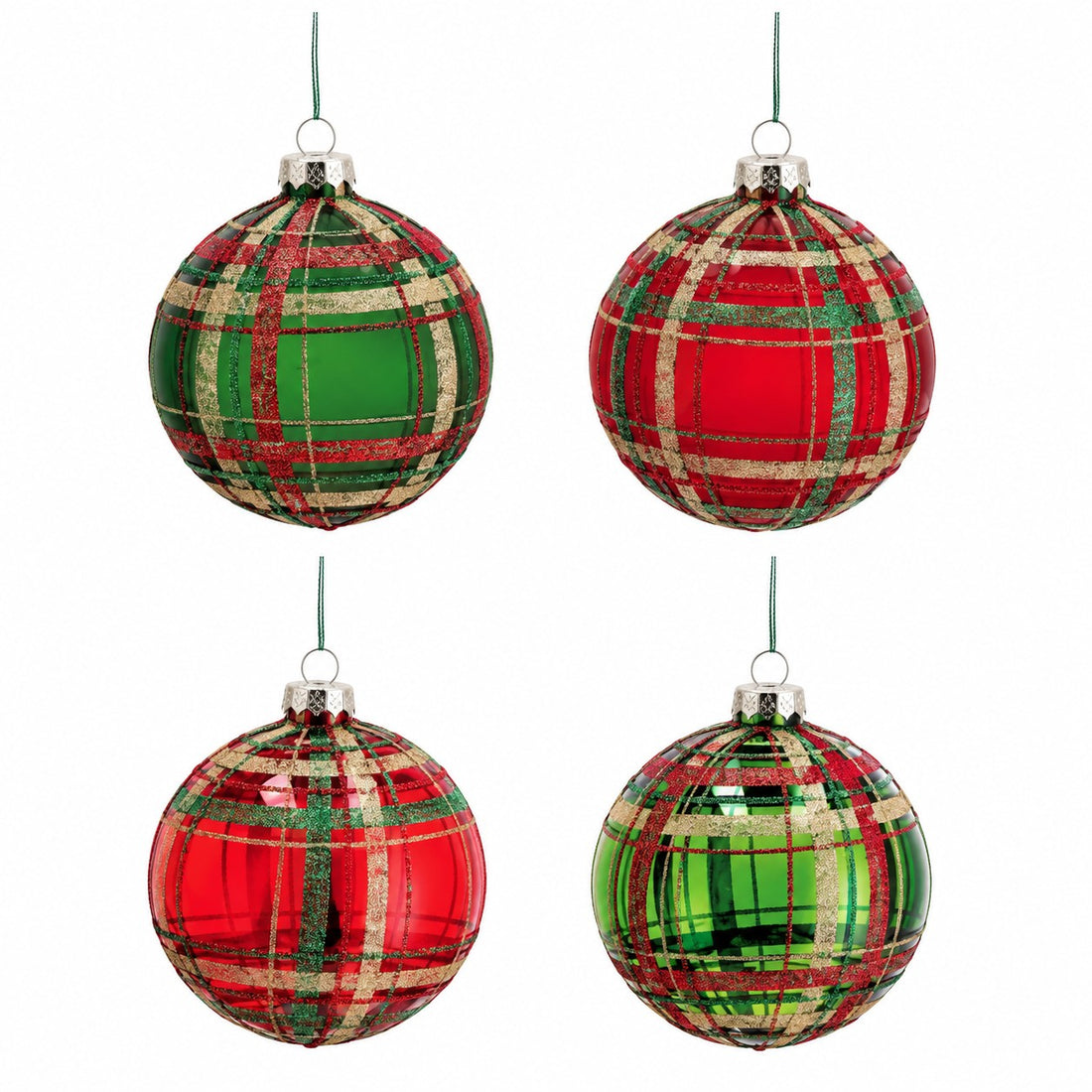 Ad Trend Pallina di Natale in Vetro con Fantasia Tartan Assortita Ø10 cm 1 Pz – Addobbo Decorativo per Albero di Natale