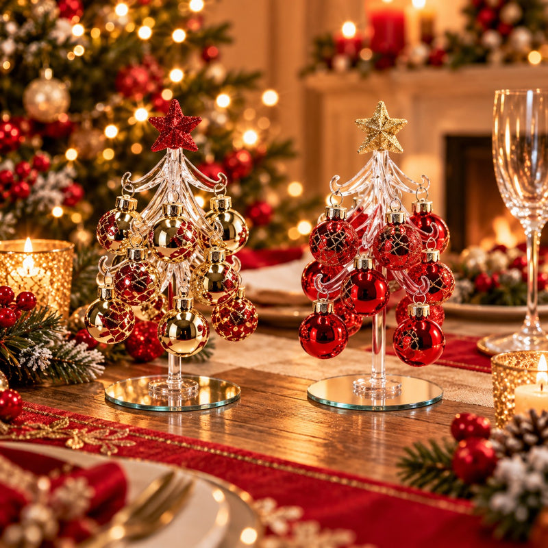 Ad Trend Alberello Natalizio Decorativo con Palline in Vetro Assortito Ø7xH15,5 cm 1 Pz – Decorazione di Natale per la Casa