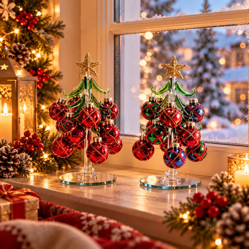 Ad Trend Alberello Natalizio Decorativo con Palline in Vetro Assortito Ø7xH15,5 cm 1 Pz – Decorazione di Natale per la Casa