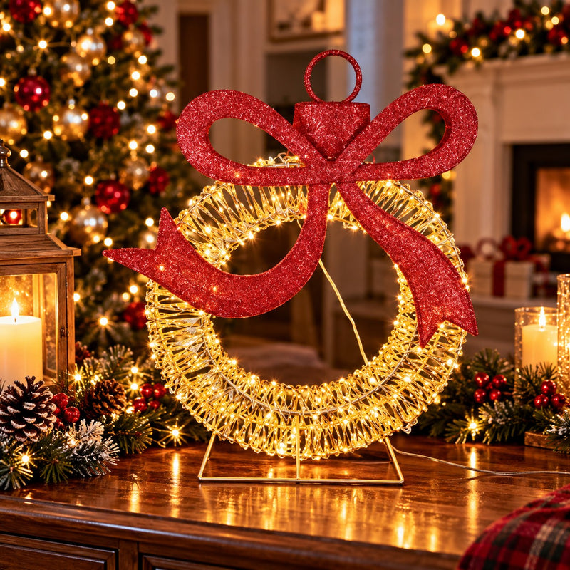 Ad Trend Pallina di Natale Luminosa Oro in Plastica e Ferro con 400 Luci LED IP44 48x18xH58 cm – Decorazione Natalizia per Esterno