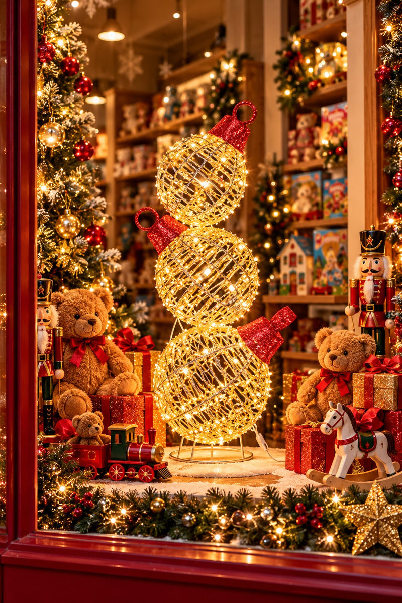 Ad Trend Torre di Palline di Natale Luminosa Oro in Ferro e Plastica con 600 Luci LED IP44 Ø30xH83 cm – Decorazione Natalizia per Esterno