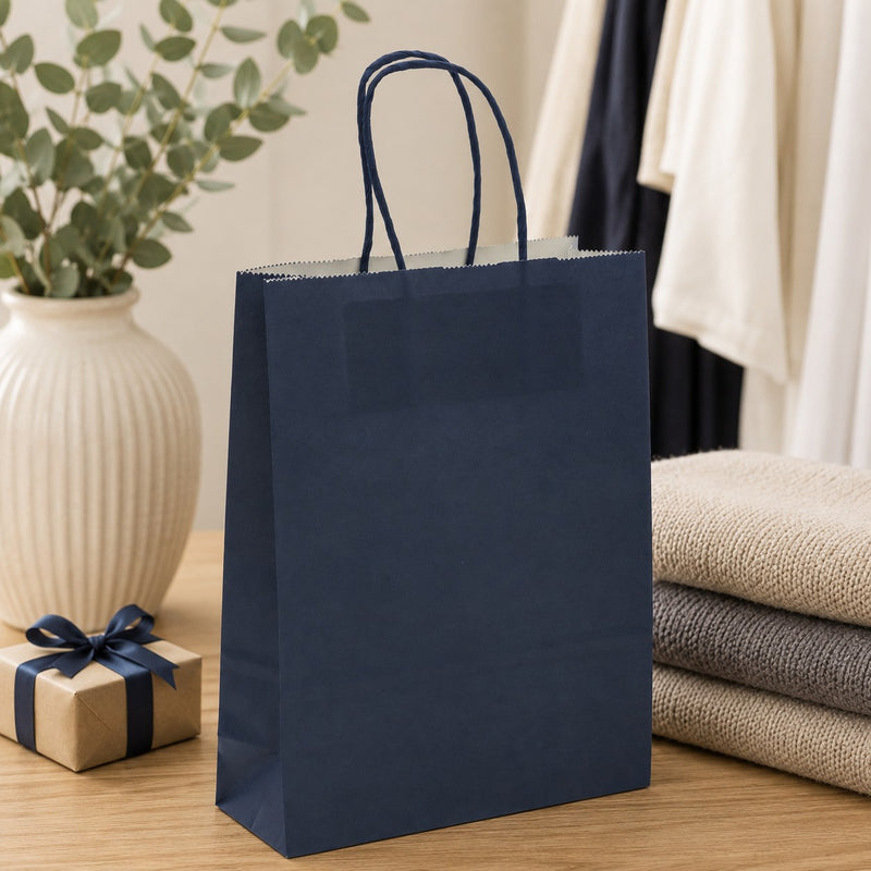 L'Arcolaio Shopper Kraft Blu Regali Natalizi 18x7x24 cm Cf 10 pz