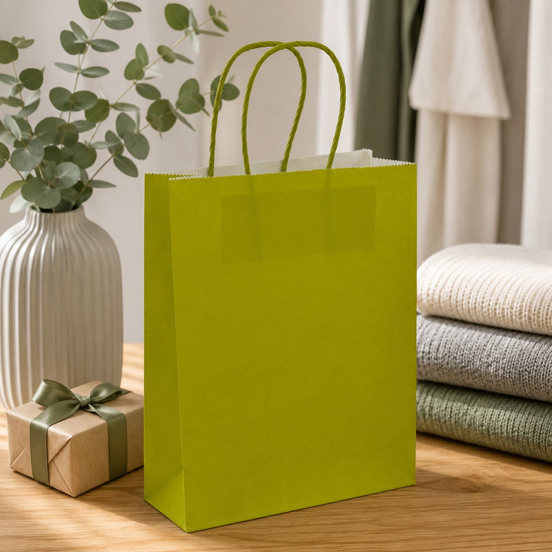 L'Arcolaio Shopper Kraft Lime Regali Natalizi 18x7x24 cm Cf 10 pz