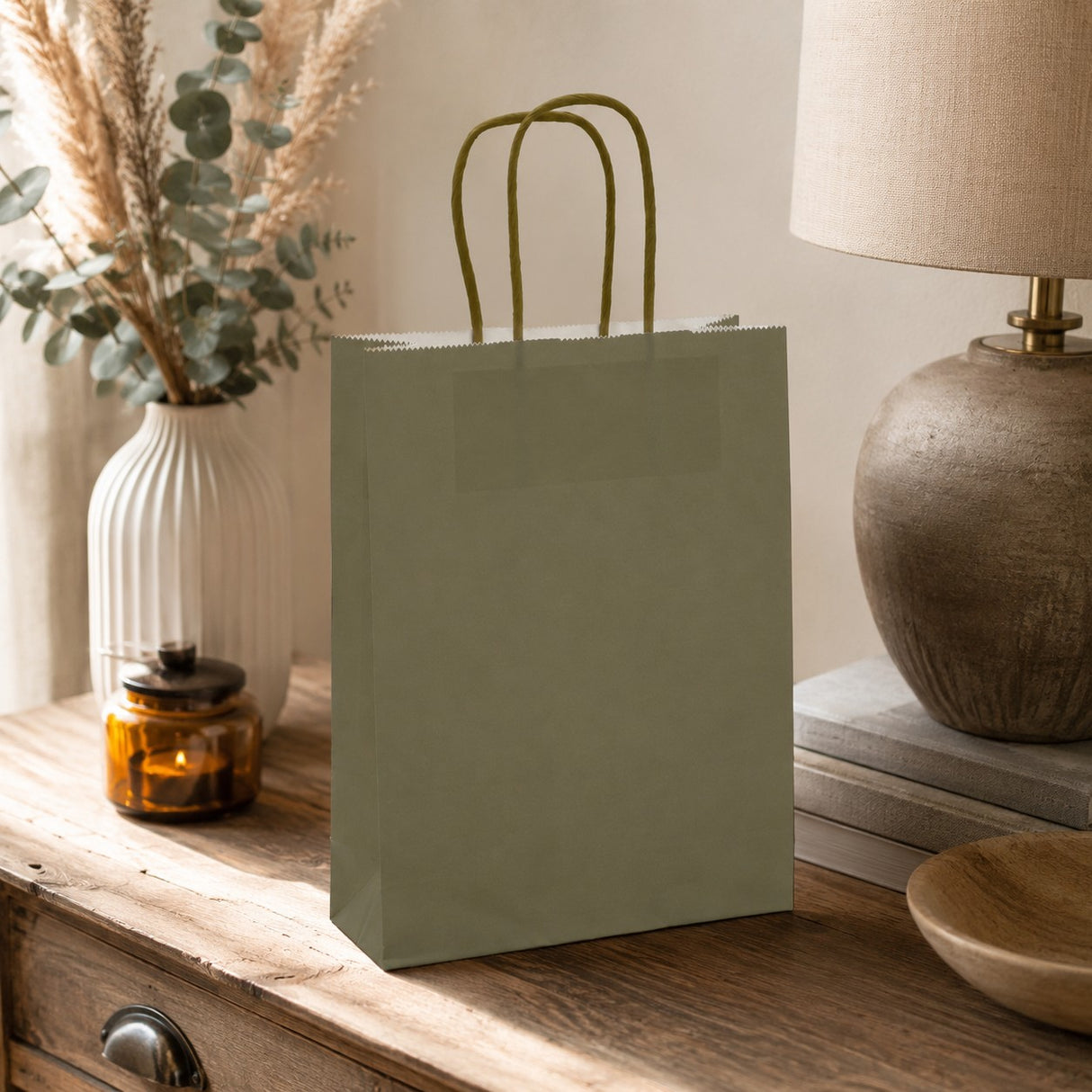 L'Arcolaio Shopper Kraft Verde Regali Natalizi 18x7x24 cm Cf 10 pz