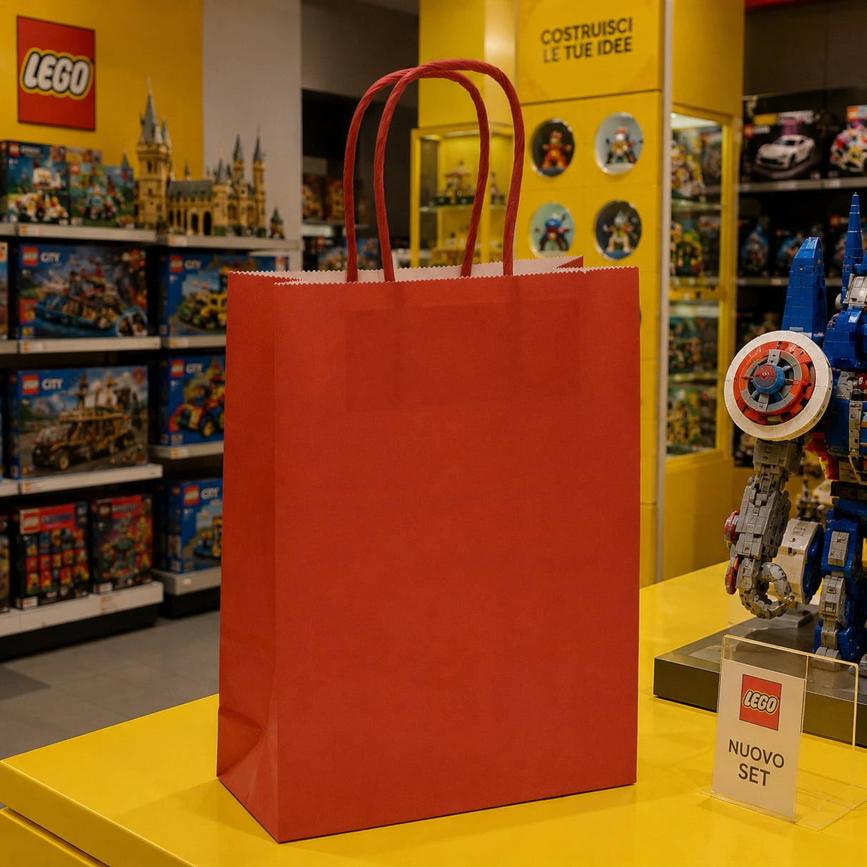 L'Arcolaio Shopper Kraft Rosso Regali Natalizi 22X10X29 Cf 10 Pz