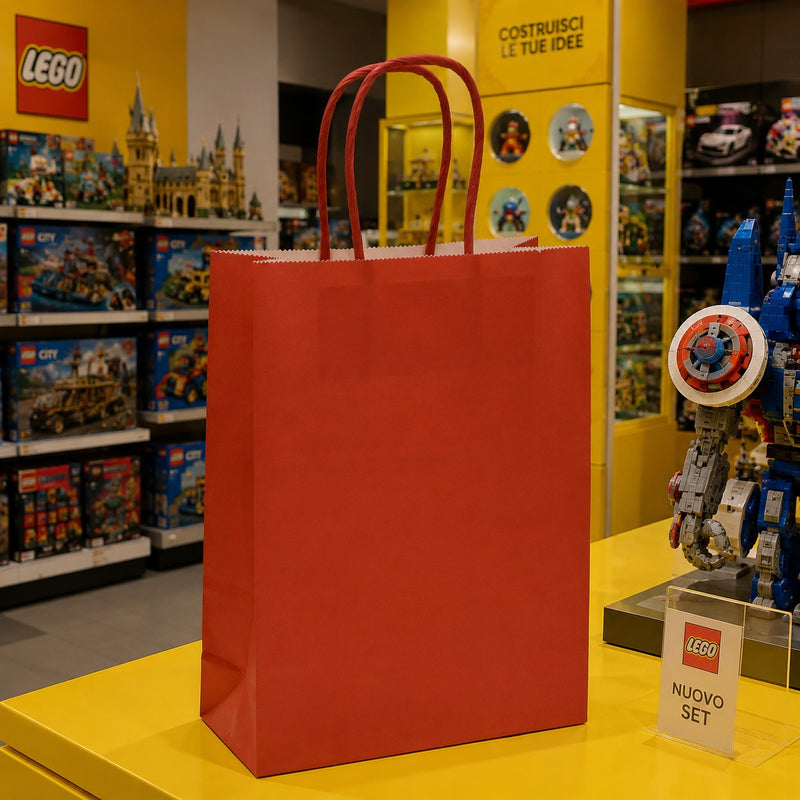 L'Arcolaio Shopper Kraft Rosso Regali Natalizi 22X10X29 Cf 10 Pz