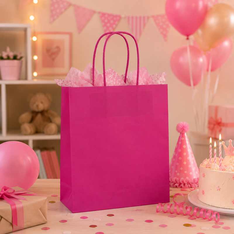 L'Arcolaio Shopper Kraft Fuxia Regali Natalizi 22X10X29 Cf 10 Pz