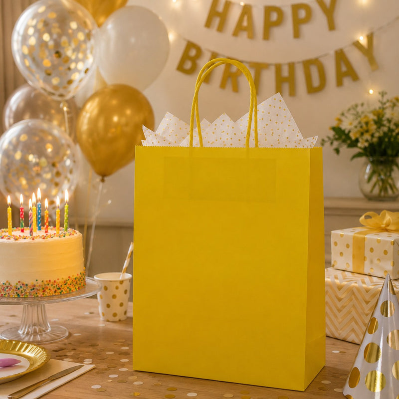 L'Arcolaio Shopper Kraft Giallo Regali Natalizi 22X10X29 Cf 10 Pz