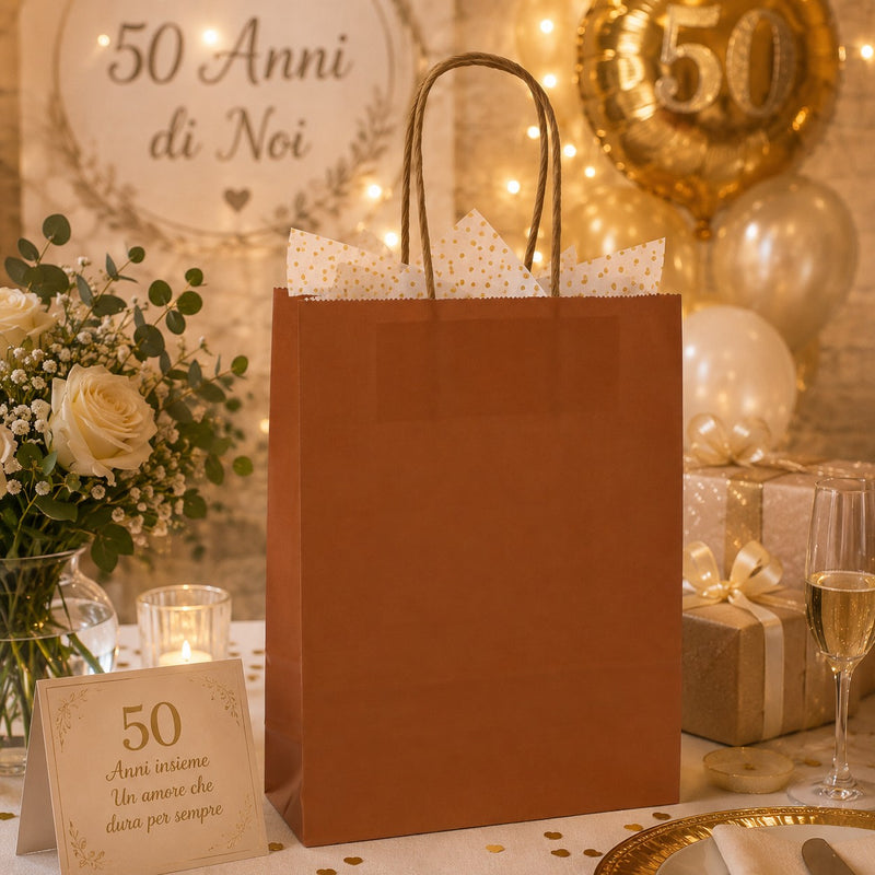 L'Arcolaio Shopper Kraft Ruggine Regali Natalizi 22X10X29 Cf 10 Pz