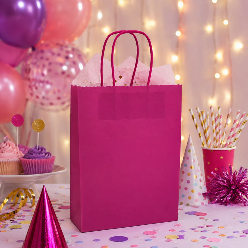 L'Arcolaio Shopper Kraft Fuxia Regali Natalizi 26X11X34 Cm Cf 10 Pz