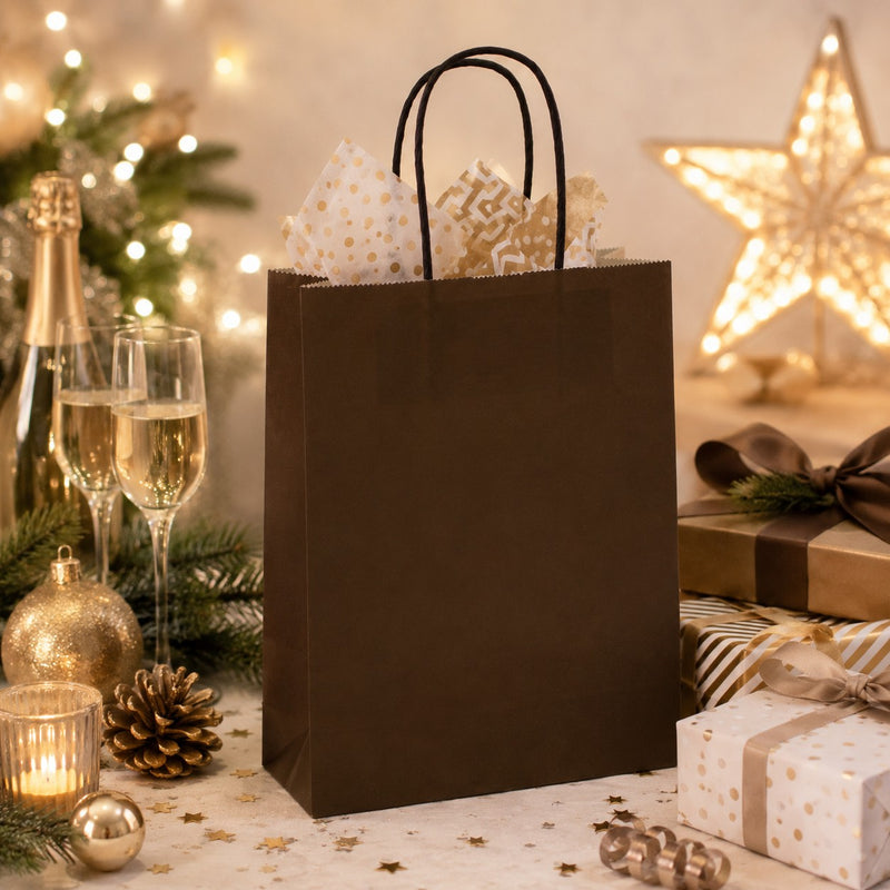 L'Arcolaio Shopper Kraft Marrone Regali Natalizi 26X11X34 Cm Cf 10 Pz