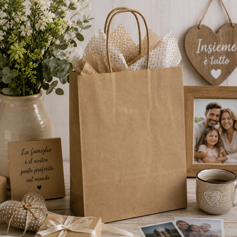 L'Arcolaio Shopper Kraft Avana Regali Natalizi 36X12X41 Cm Cf 10 Pz