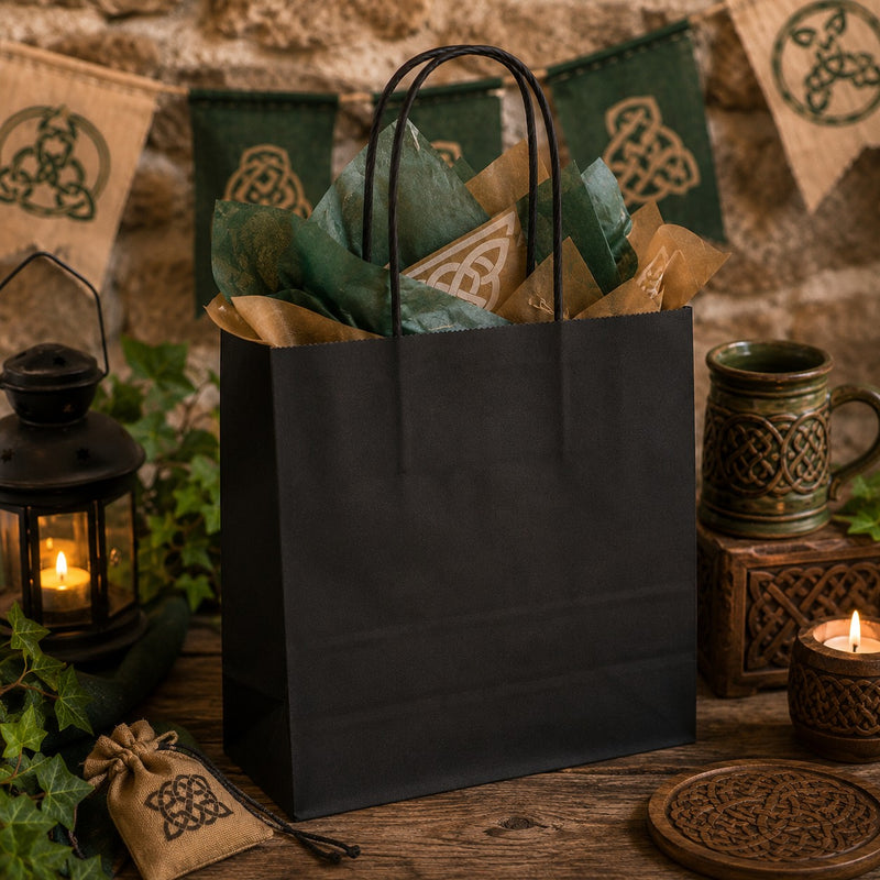 L'Arcolaio Shopper Kraft Nera Regali Natalizi 36X12X41 Cm Cf 10 Pz