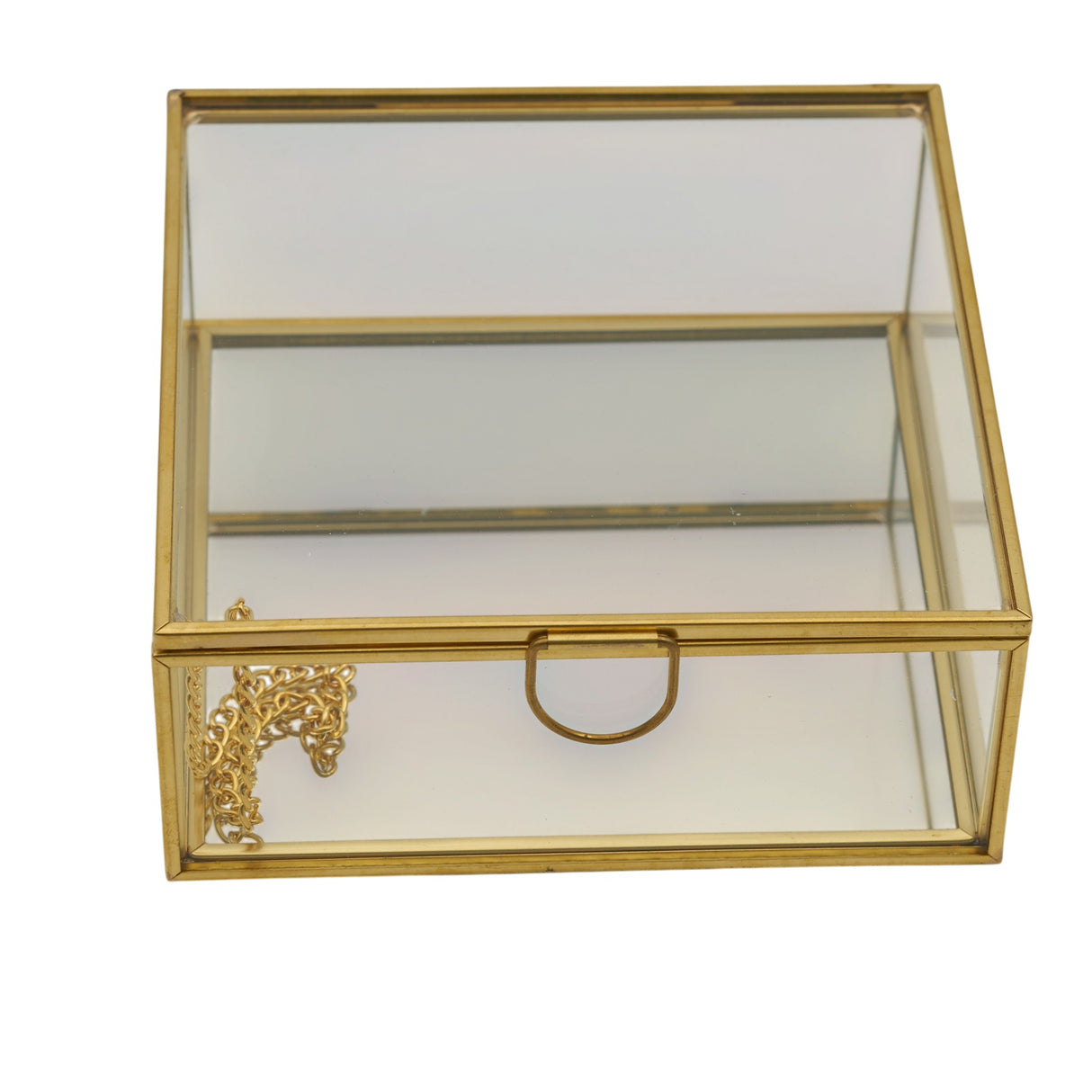 L'Arcolaio Gold Glass Scatola Portagioie Quadrata Grande 5x12x12 cm Elegante Contenitore per Gioielli