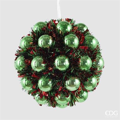 EDG Enzo De Gasperi Palla di Natale Decorata con Palline Ø20 cm Verde – Addobbo per Albero di Natale