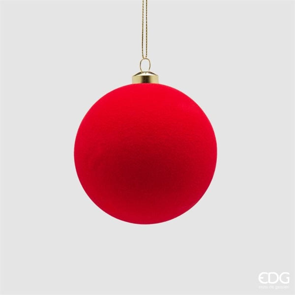 EDG Enzo De Gasperi Palline di Natale in Velluto Rosse Ø8 cm – Set 8 Pezzi