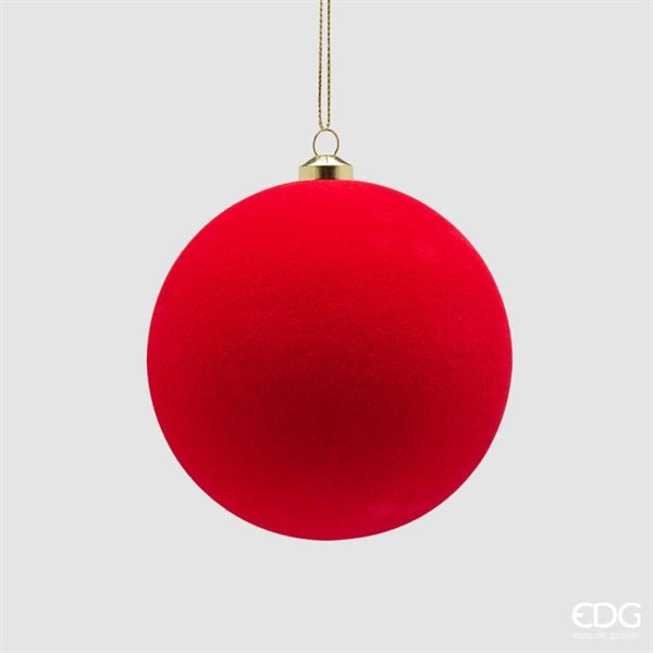 EDG Enzo De Gasperi Palline di Natale in Velluto Rosso Ø10 cm – Set 6 Pezzi