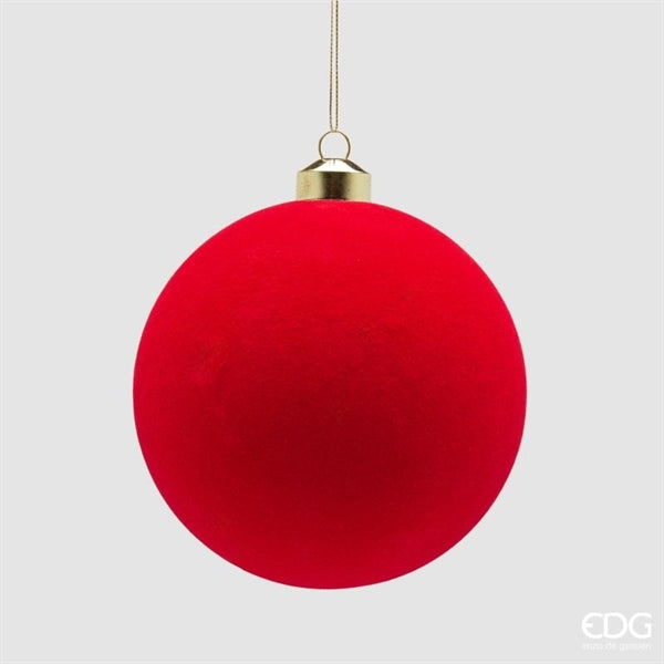 EDG Enzo De Gasperi Palline di Natale in Velluto Rosso Ø12 cm – Set 4 Pezzi