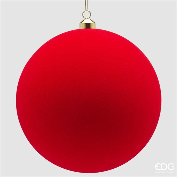 EDG Enzo De Gasperi Palle di Natale in Velluto Rosso Ø20 cm – Set 3 Pezzi