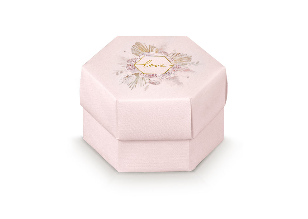 Scotton Scatola Esagono Pampas Love 80 x 55 Mm Rosa 10 Pz