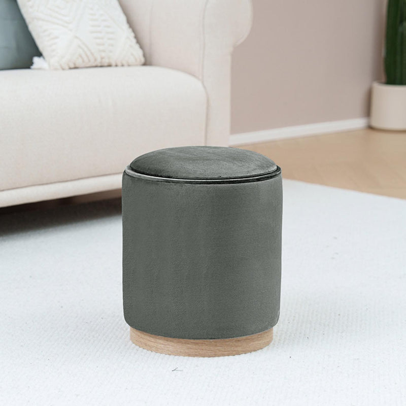 Versa Puff Con Storage E Vassoio Velvet Grigio