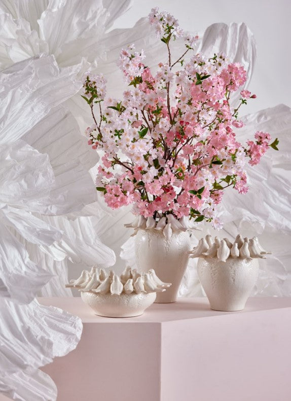 EDG Enzo De Gasperi Ramo Fiori di Pesco Artificiale H 105 Cm White