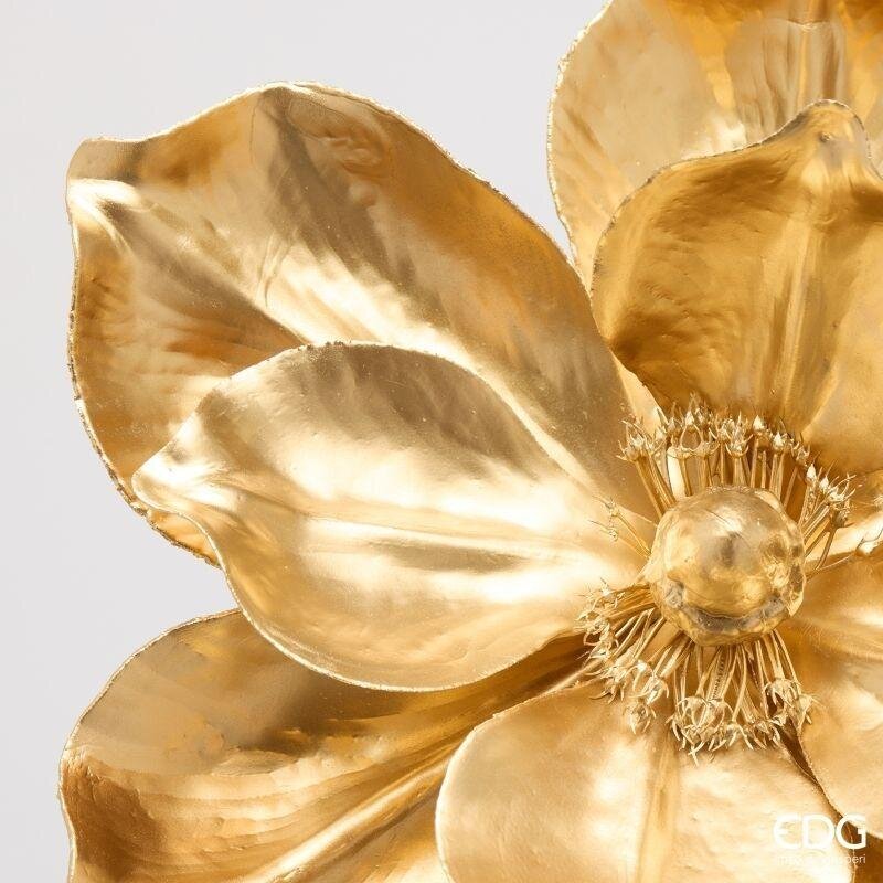 EDG Enzo De Gasperi Magnolia Glossy Ramo Gold H65 Ø25 cm – Decoro Floreale di Natale