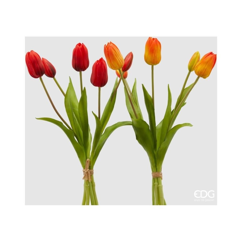 EDG Enzo De Gasperi Bouquet of 5 Tulips Olis Ass. H 40 Cm Orange 1 Pc