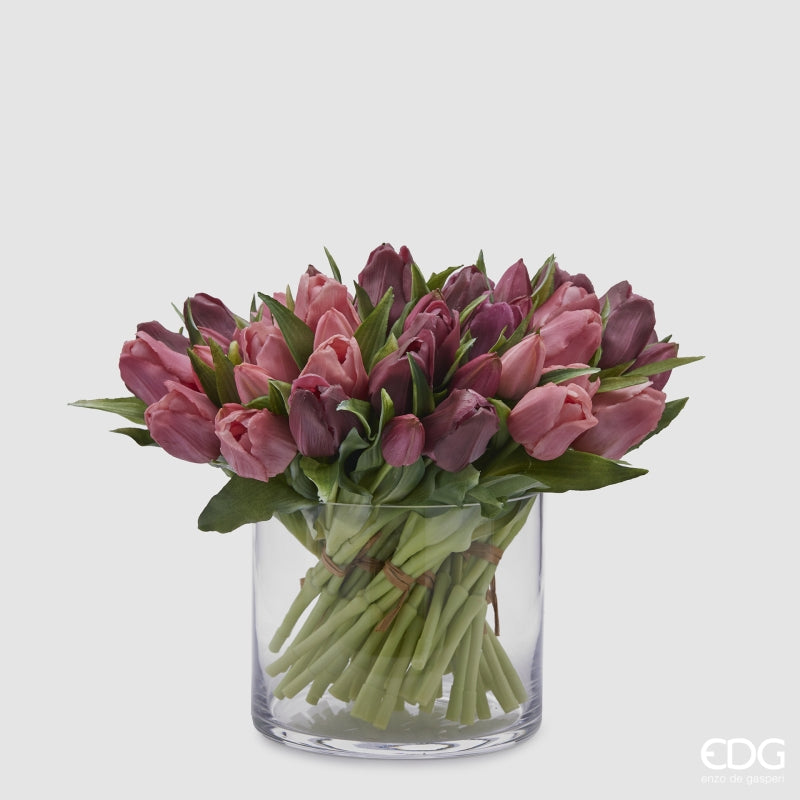 EDG Enzo De Gasperi Bouquet 5 Tulips Olis Assorted H 28 Cm Mauve 1 Pc
