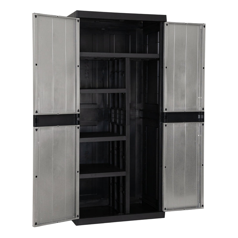Toomax Armadio 2 Ante Garage Mega Utility Cabinet – Mobile Porta Attrezzi con 4 Ripiani Regolabili