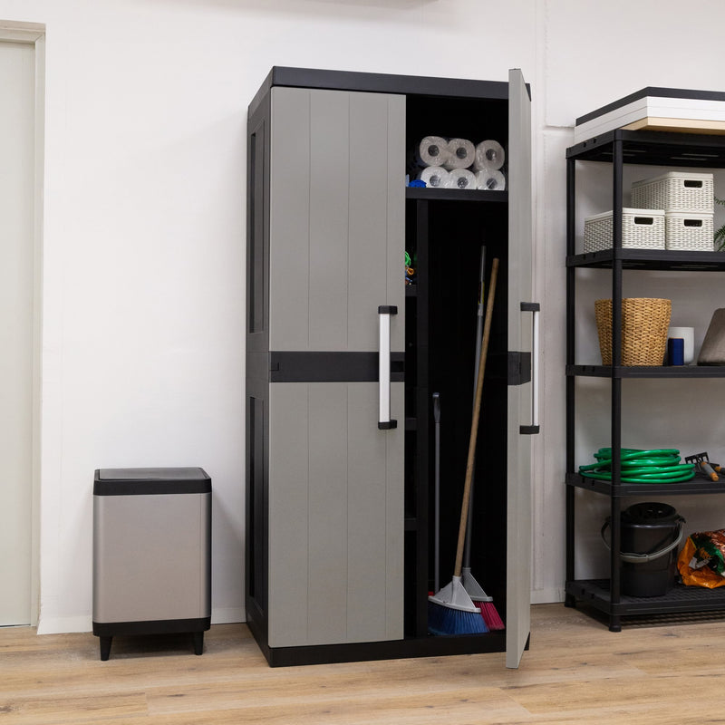Toomax Armadio 2 Ante Garage Mega Utility Cabinet – Mobile Porta Attrezzi con 4 Ripiani Regolabili