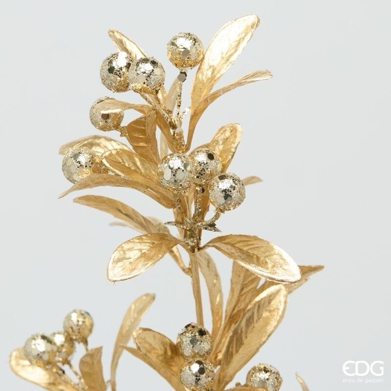 EDG Enzo De Gasperi Ramo Bacche con Foglie Red Gold H75 cm – 1 Pezzo Assortito Decorazione Natalizia