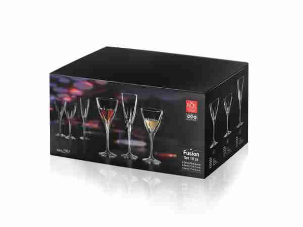 RCR Cristalleria Italiana Fusion - 3 - Set da 6 Calici Vino in Vetro