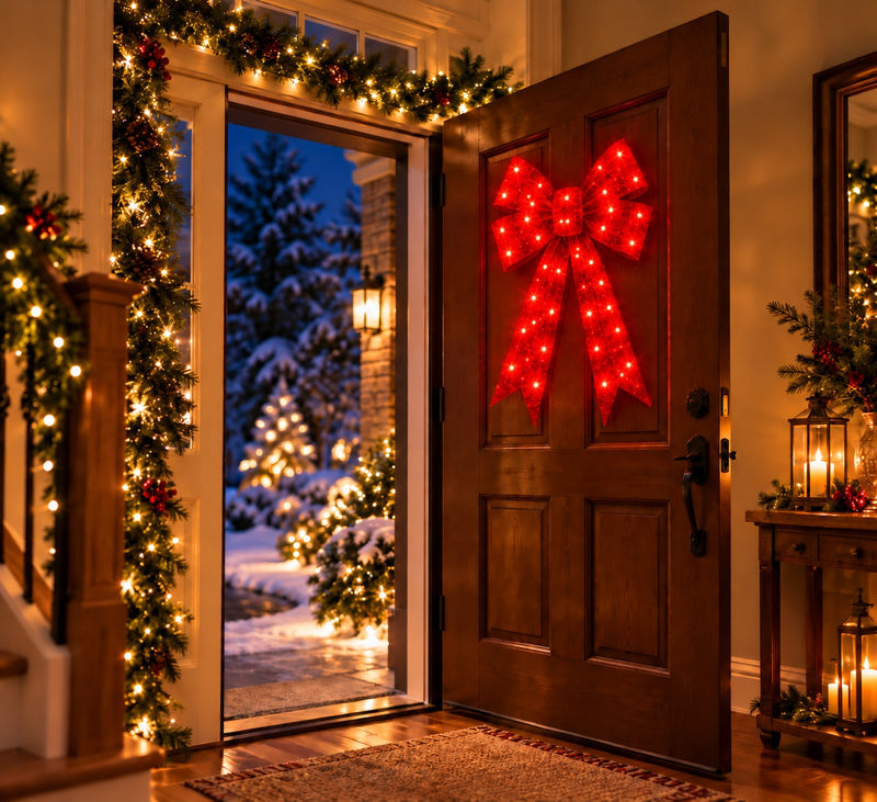 Bonturi Casa Fiocco Rosso Led Natale 76 cm 112 LED Ip 44