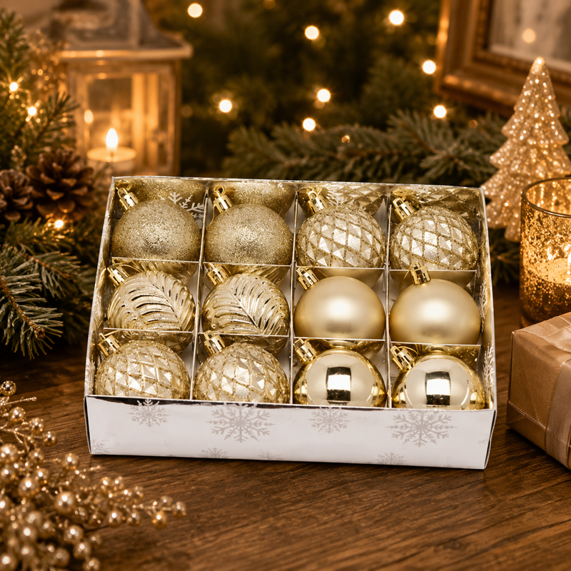 EDG Enzo De Gasperi Addobbo Natale Palla Decomix D 8 Cm Cf 12 Pz Gold