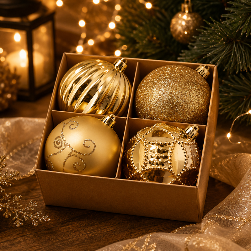 EDG Enzo De Gasperi Palla Natale Poly Mix D 10 Cm Cf 4 Pz Light Gold