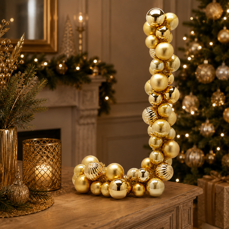 EDG Enzo De Gasperi Festone Natale PalleMix X 50 L 170 Cm D 8 Cm D 10 Cm Gold
