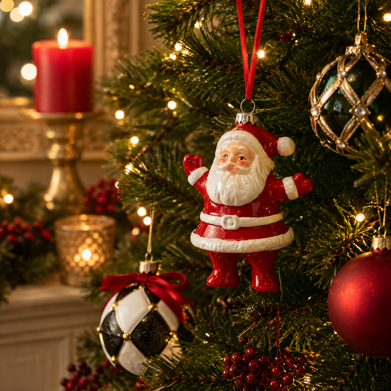 EDG Enzo De Gasperi Addobbo Natale Babbo H 10 Cm L 6 Cm L 8 Cm Bianco Rosso