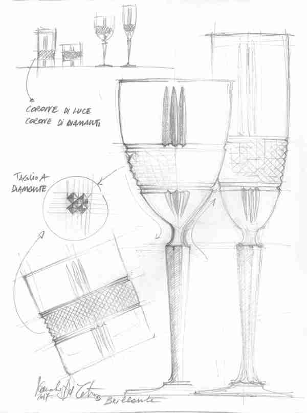 RCR Cristalleria Italiana Brillante - FL - Set da 6 Calici Flute in Vetro