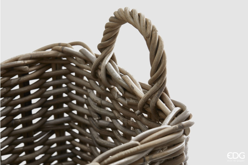 EDG Enzo De Gasperi Set 2 Cesti Rattan Quadrato con Manici