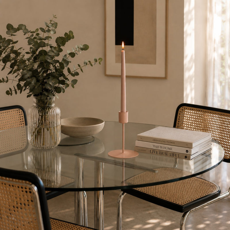 Tono Su Tono Candelabro Metallo Rosa