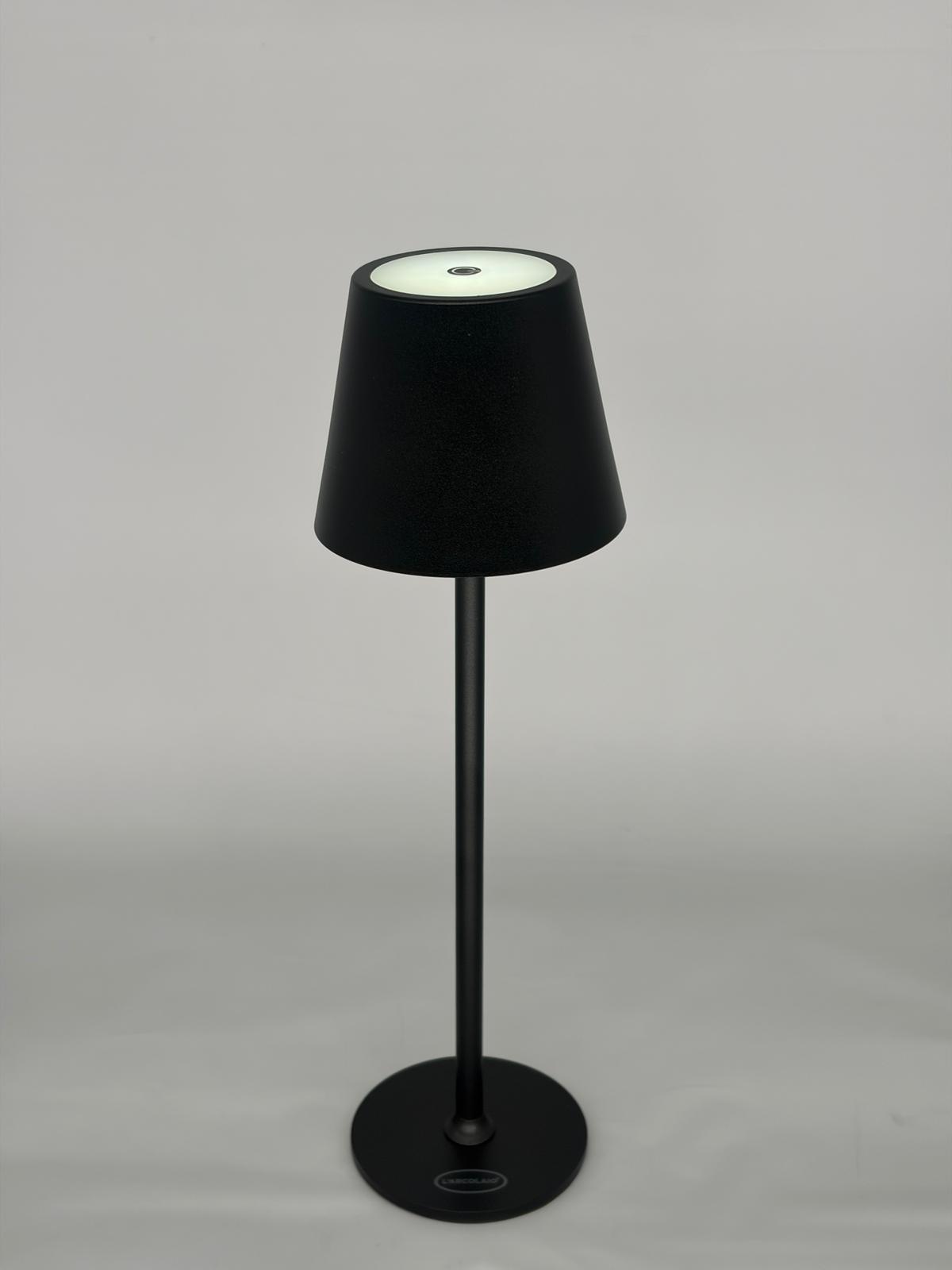 L'Arcolaio Wiederaufladbare LED-Touch-Lampe, H 38 cm, 10 x 10 cm, IP54, rund, Pro, schwarz