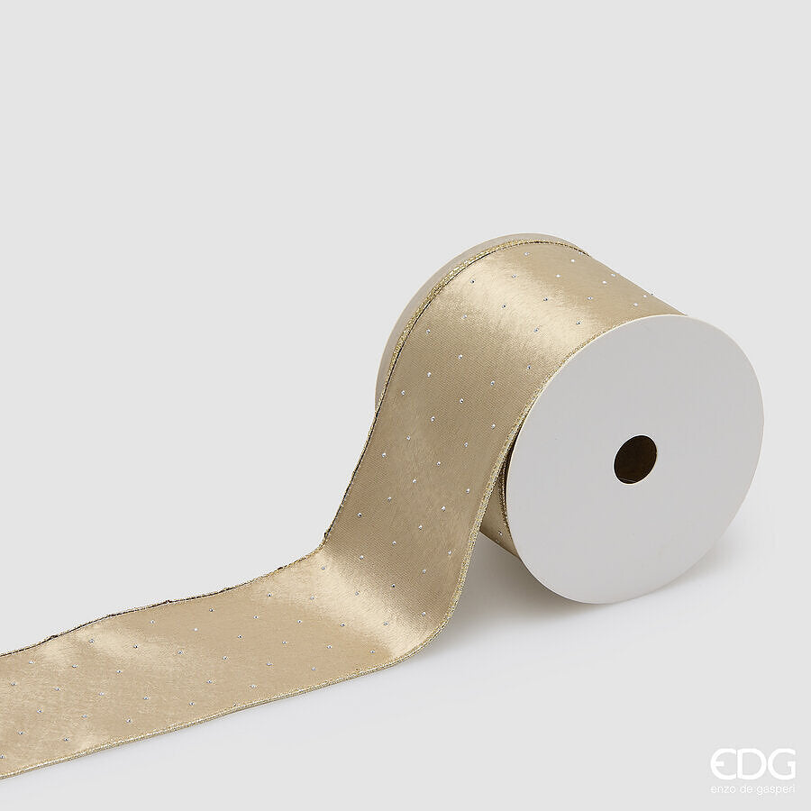 EDG Enzo De Gasperi Nastro Decoglitter Champagne 8,9 cm x 10 m – Decorazione di Natale
