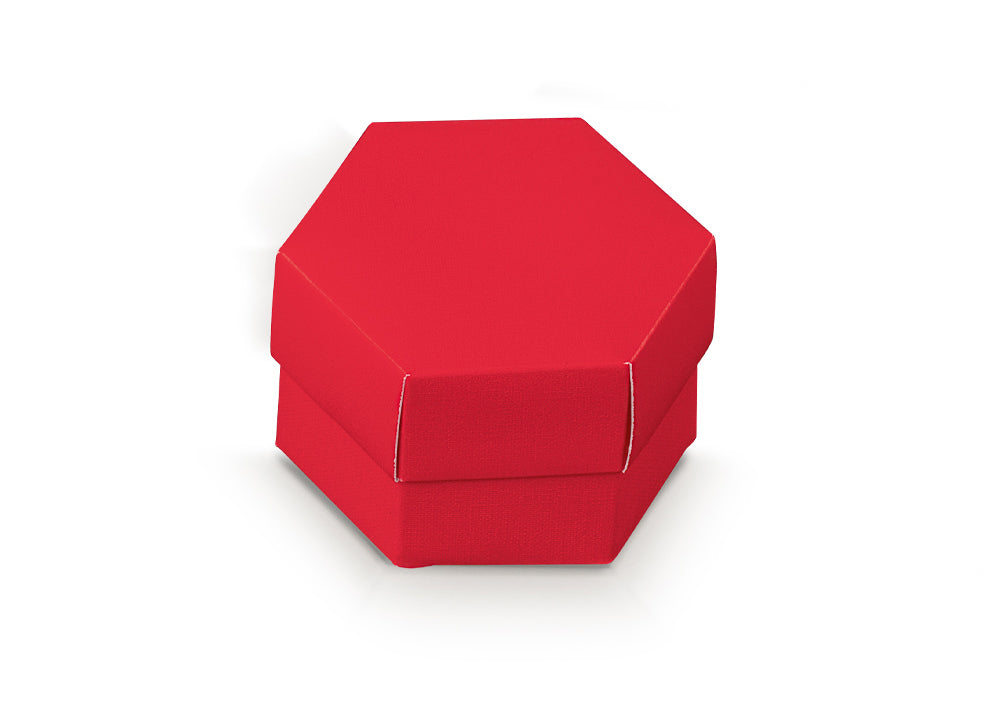 Scotton Hexagon Box 80 x 55 Mm with Divider Red Linen 10 Pcs