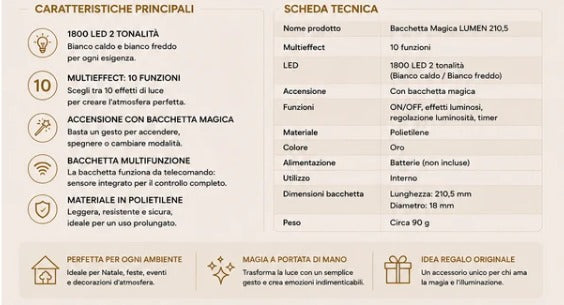 EDG Enzo De Gasperi Telecomando Magic Wand Bacchetta Magica L36 cm 3V – Comando per Albero di Natale